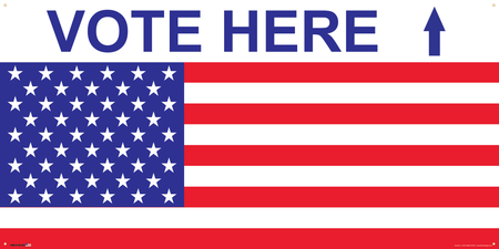 Polling Place Banner on Banner Design Flag 3/4 Bottom White Background