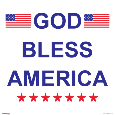 Patriotic Sign on Sign Design Three Rows of White Stars Top and Bottom Blue Center Box Red Bkg