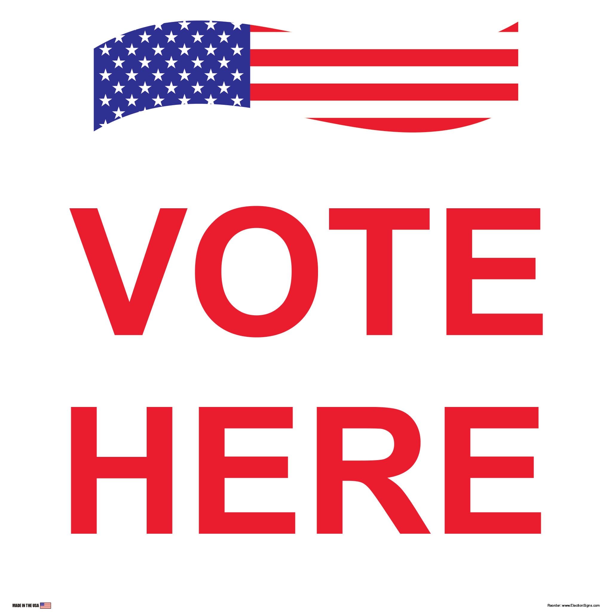 Polling Place Sign on Sign Design Star Star Flag Star Star Top Bottom Red Box Center White Background