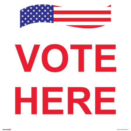 Polling Place Sign on Sign Design Star Star Flag Star Star Top Bottom Red Box Center White Background