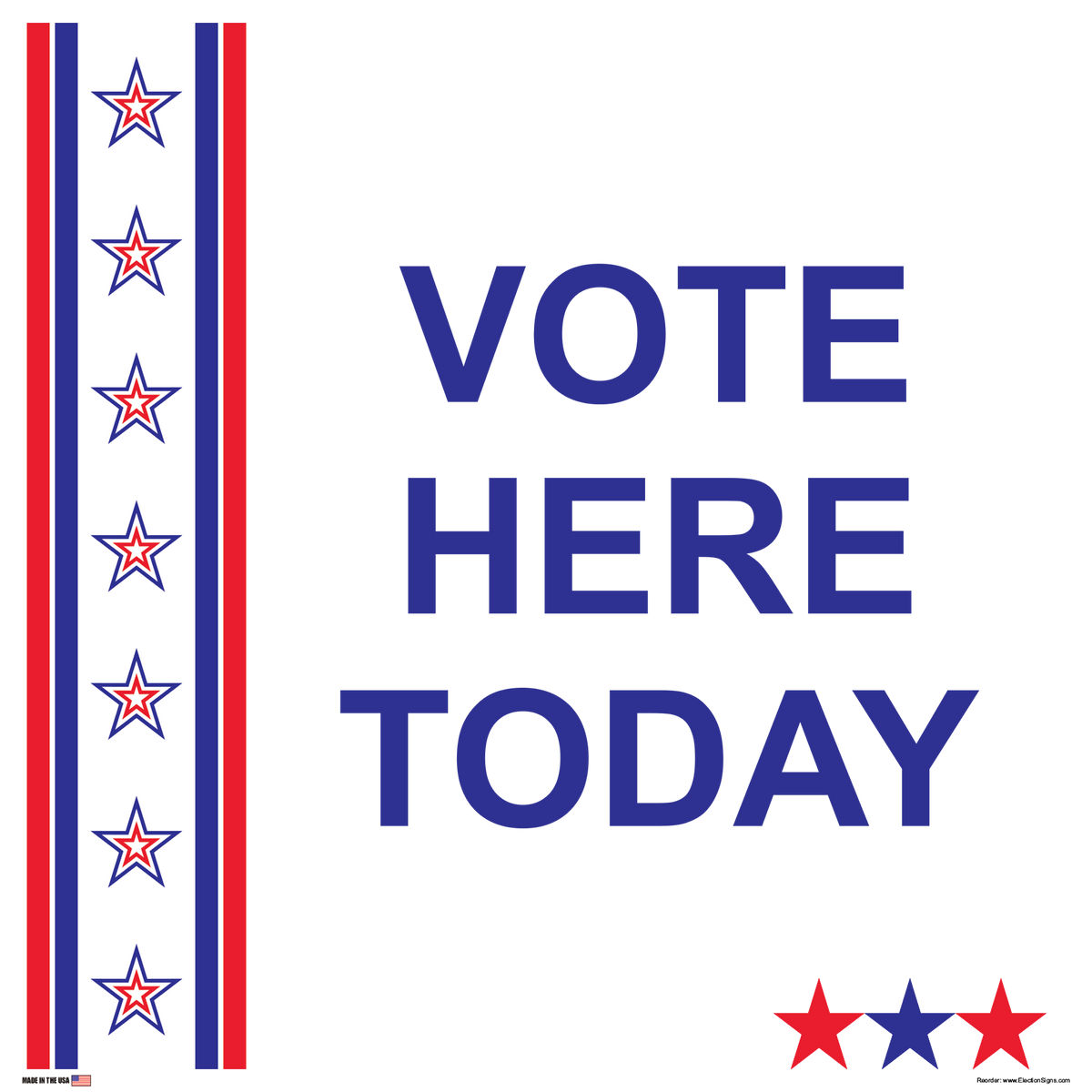 Polling Place Sign on Sign Design Star Star Flag Star Star Top Bottom Red Box Center White Background