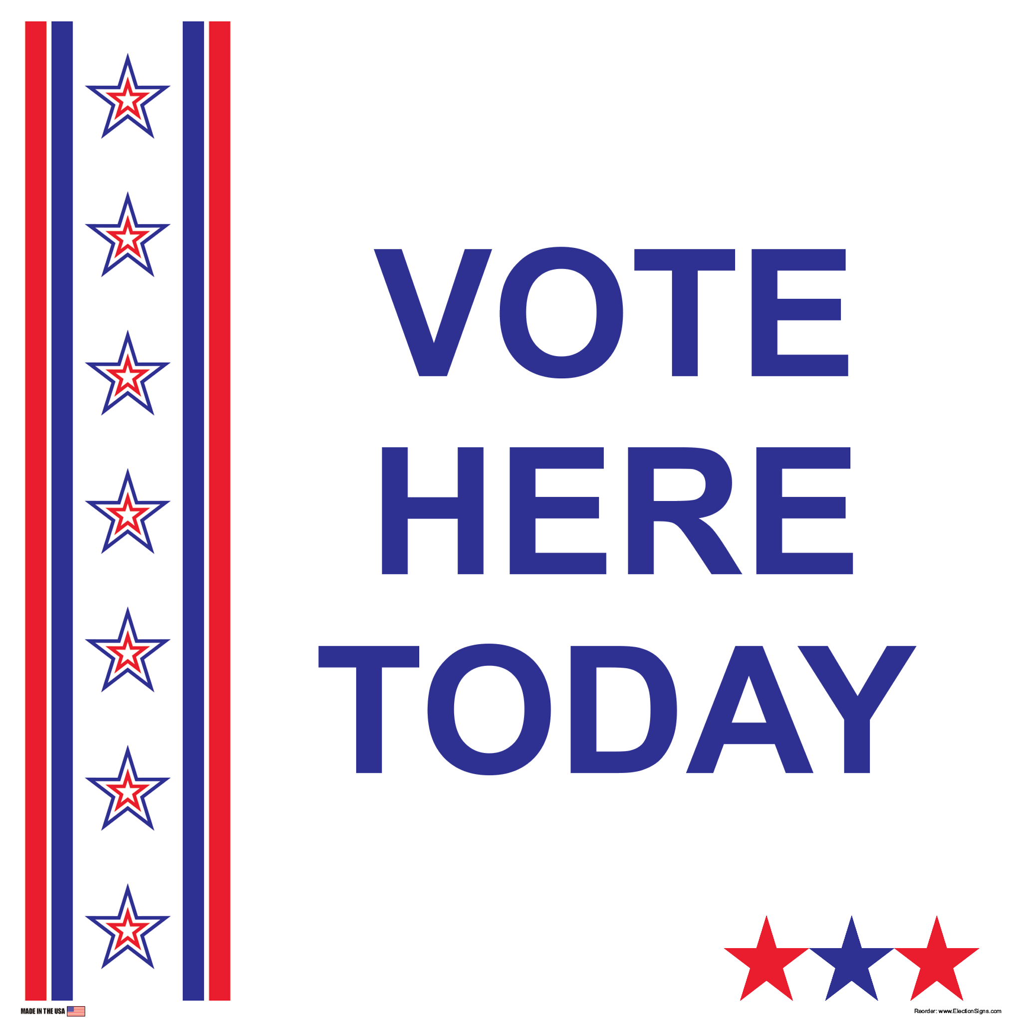 Polling Place Sign on Sign Design Star Star Flag Star Star Top Bottom Red Box Center White Background