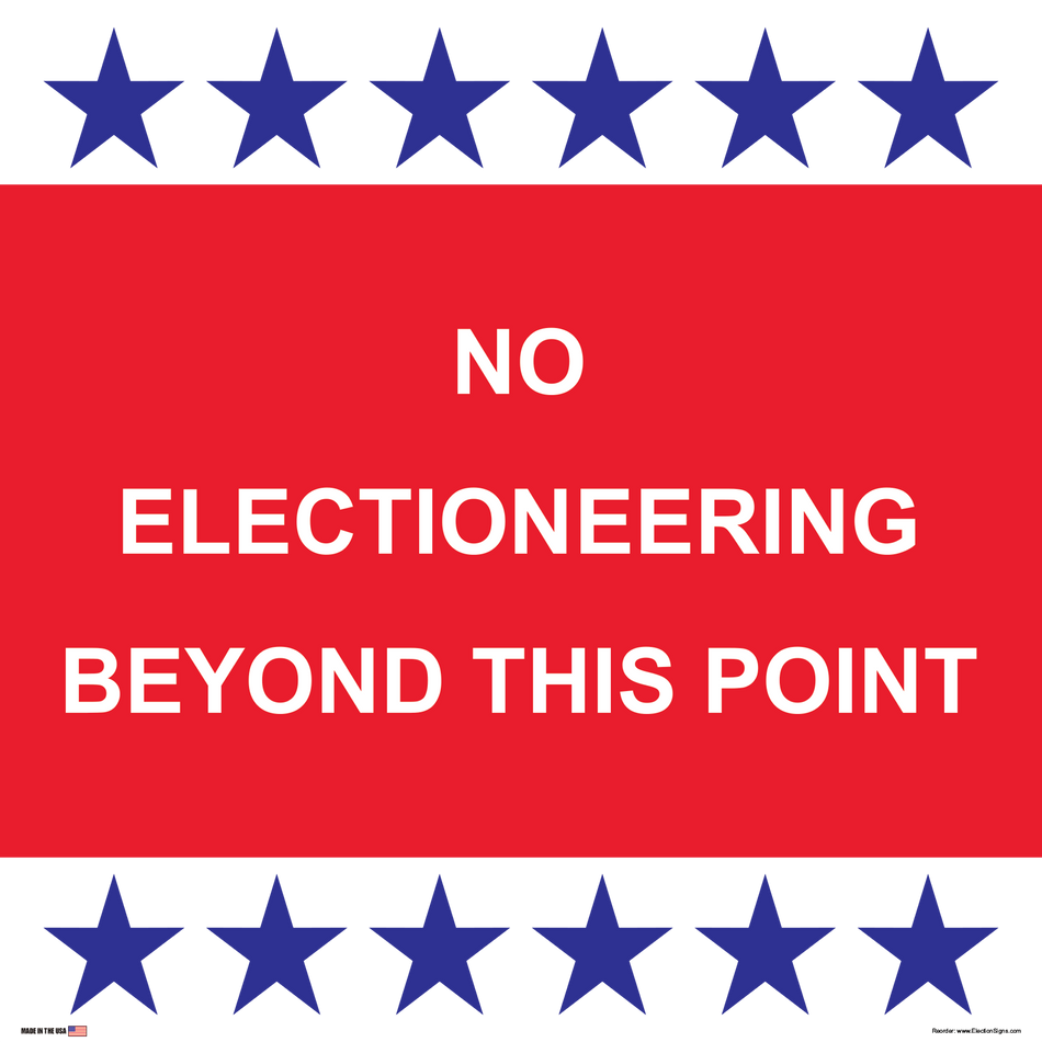 Polling Place Sign on Sign Design Red Stars on Blue and White Background