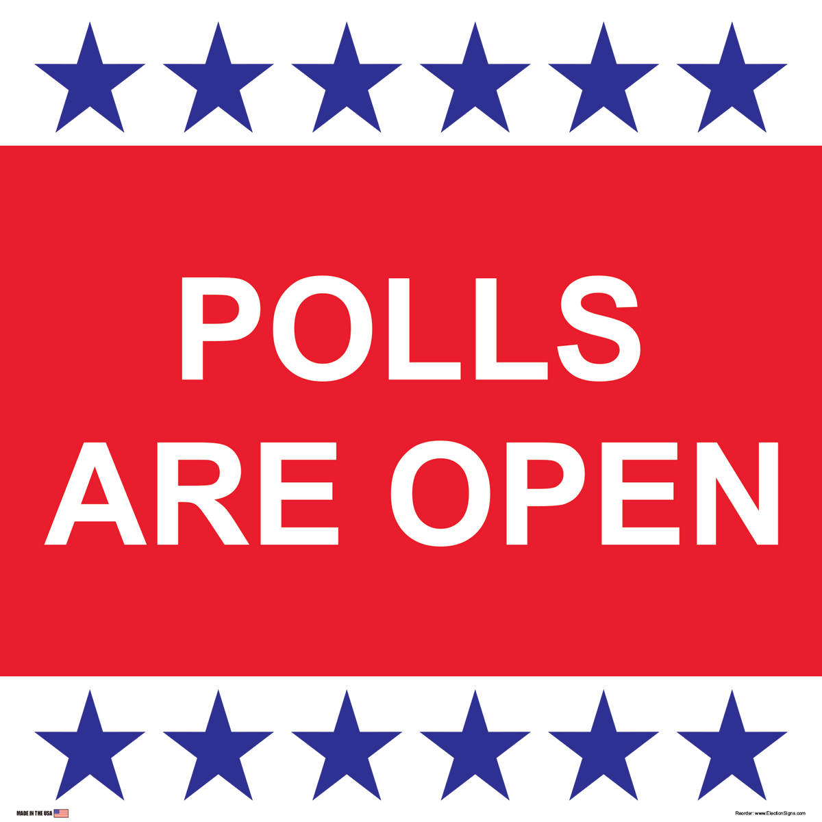 Polling Place Sign on Sign Design Red Blue Stripes Double Stars Left