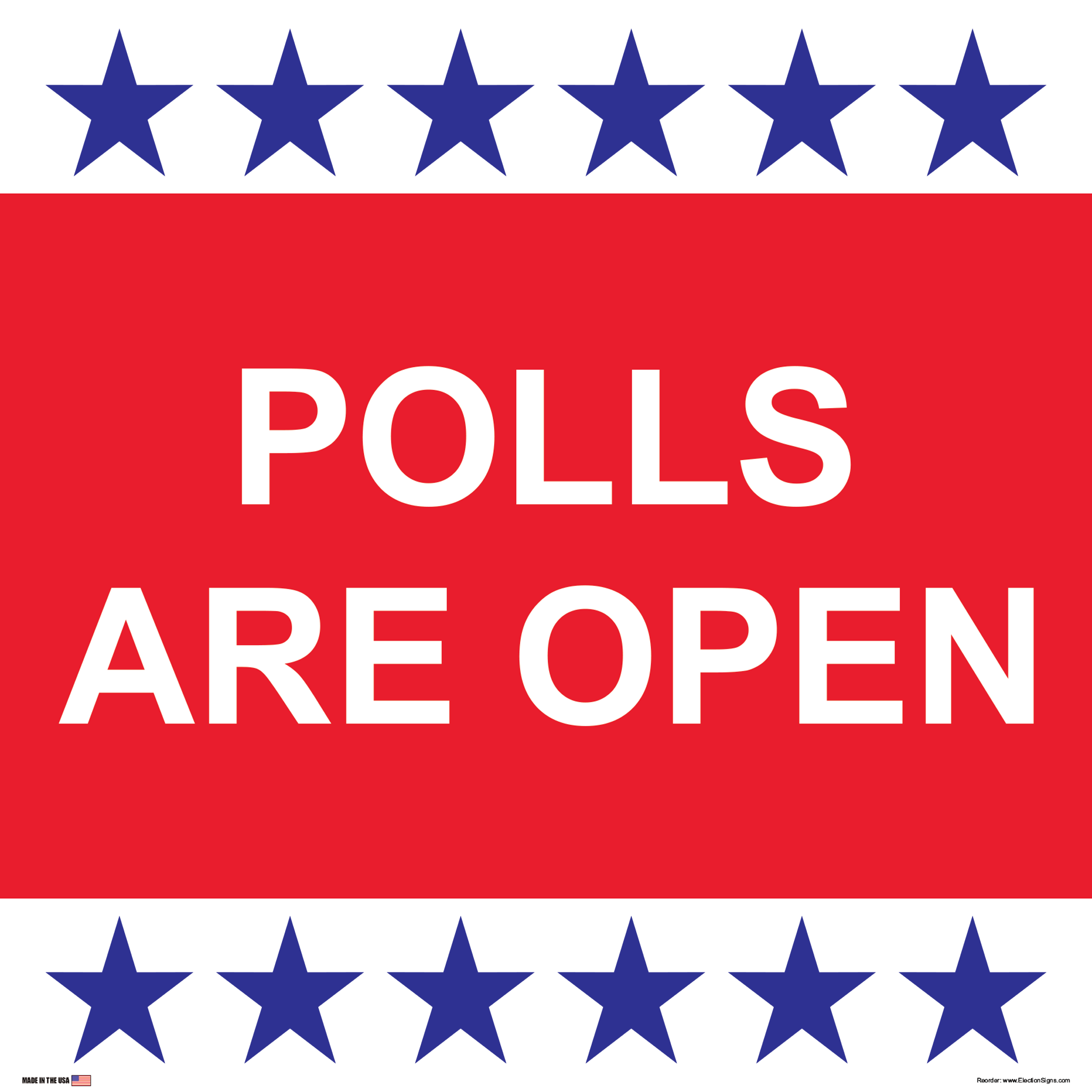 Polling Place Sign on Sign Design Red Blue Stripes Double Stars Left