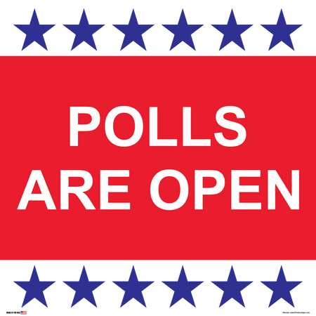 Polling Place Sign on Sign Design Red Blue Stripes Double Stars Left