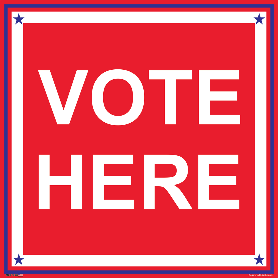 Polling Place Sign on Sign Design White Stars Top and Bottom Blue Background