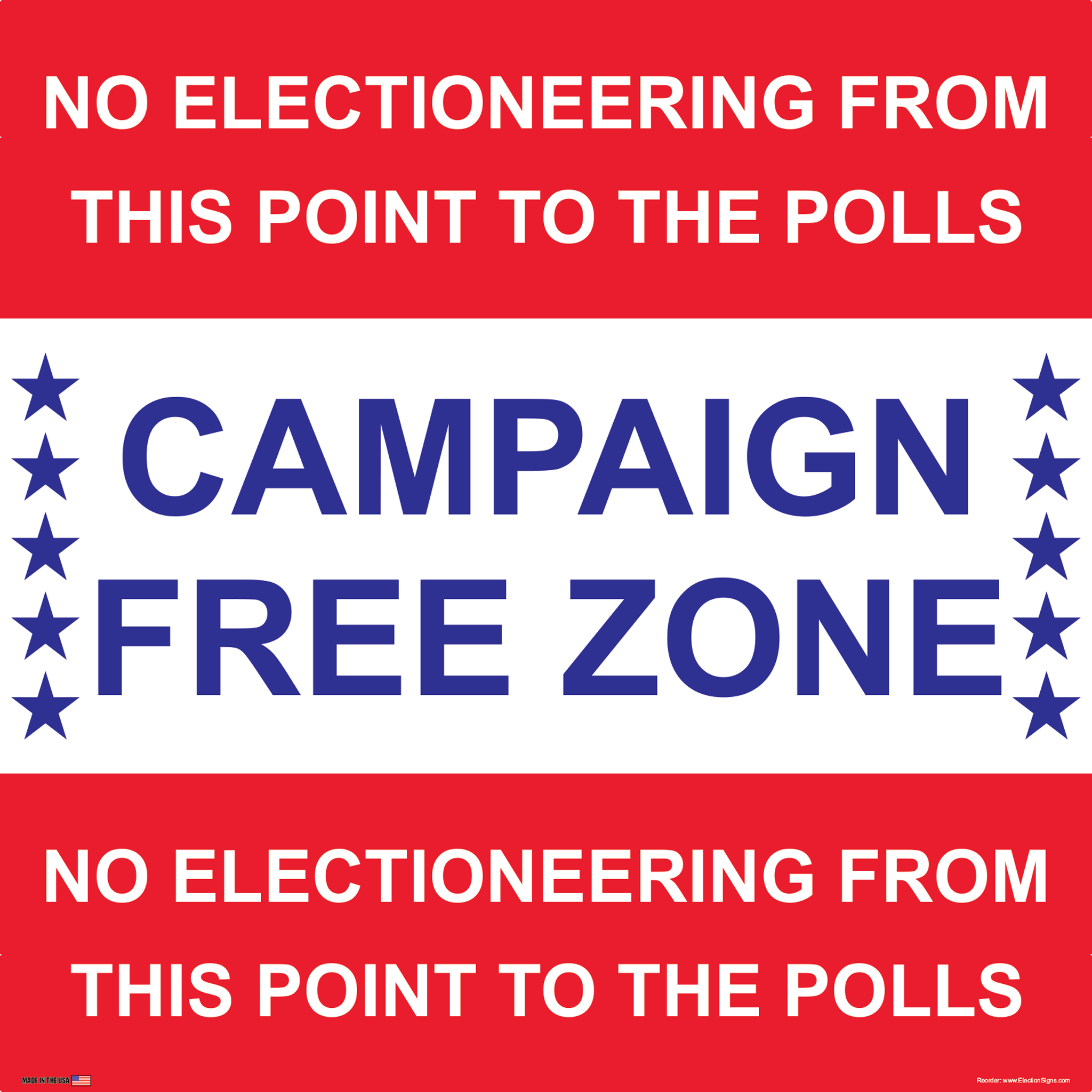 Polling Place Sign on Sign Design 6 Blue Stars Top and Bottom Red Center on White Background