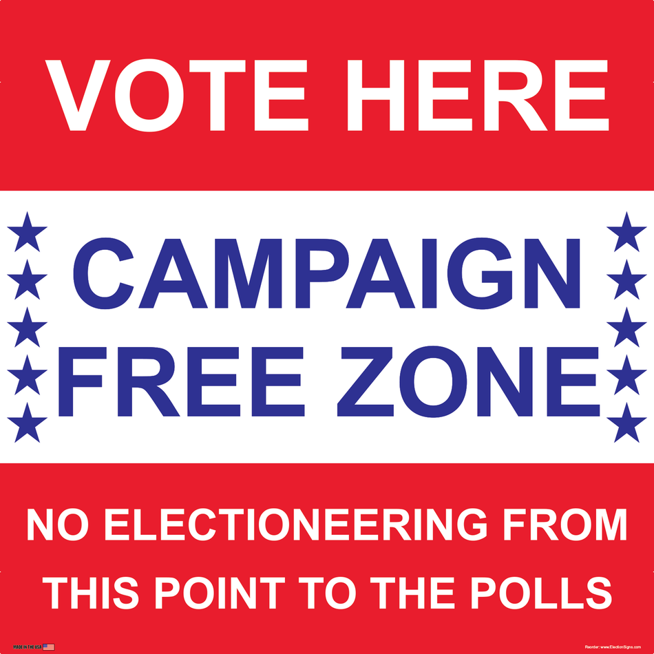 Polling Place Sign on Sign Design 6 Blue Stars Top and Bottom Red Center on White Background