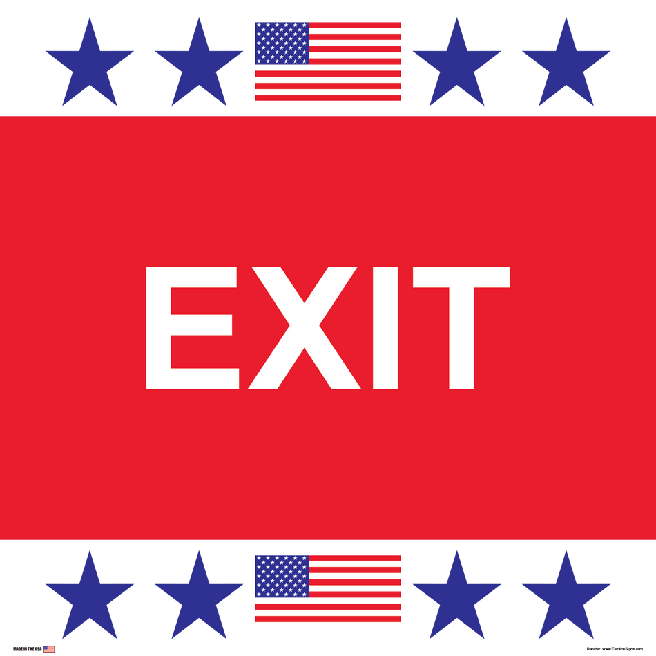 Polling Place Sign on Sign Design Double Star Red Corners White Background