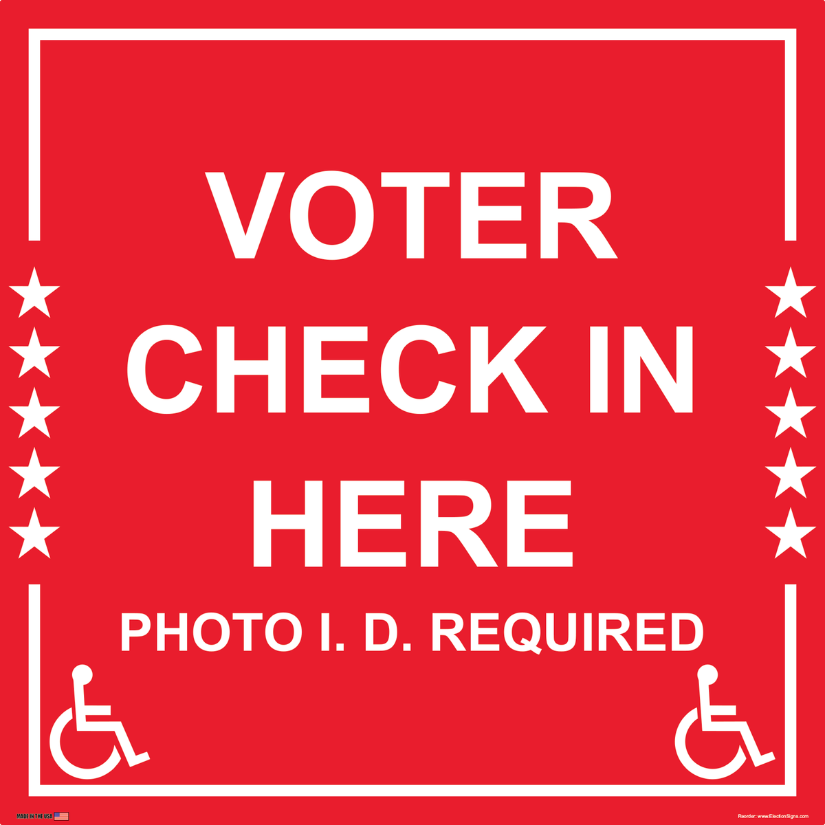 Polling Place Sign on Sign Design Blue Border with Stars on White Background