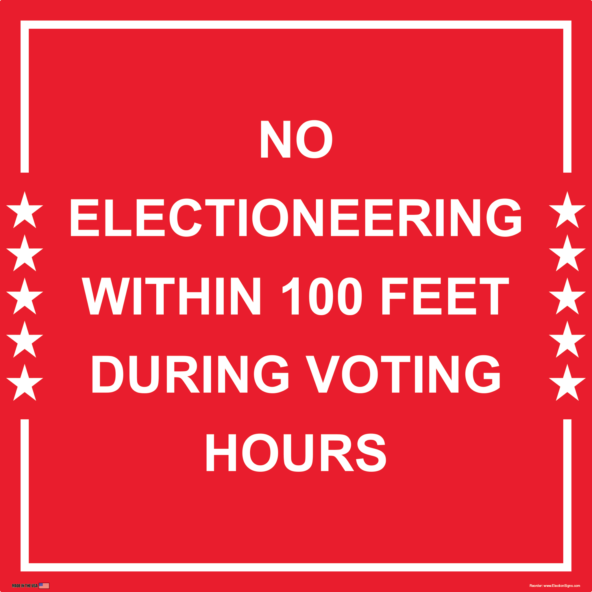 Polling Place Sign on Sign Design Red Stripe White Star Top and Bottom Blue Background