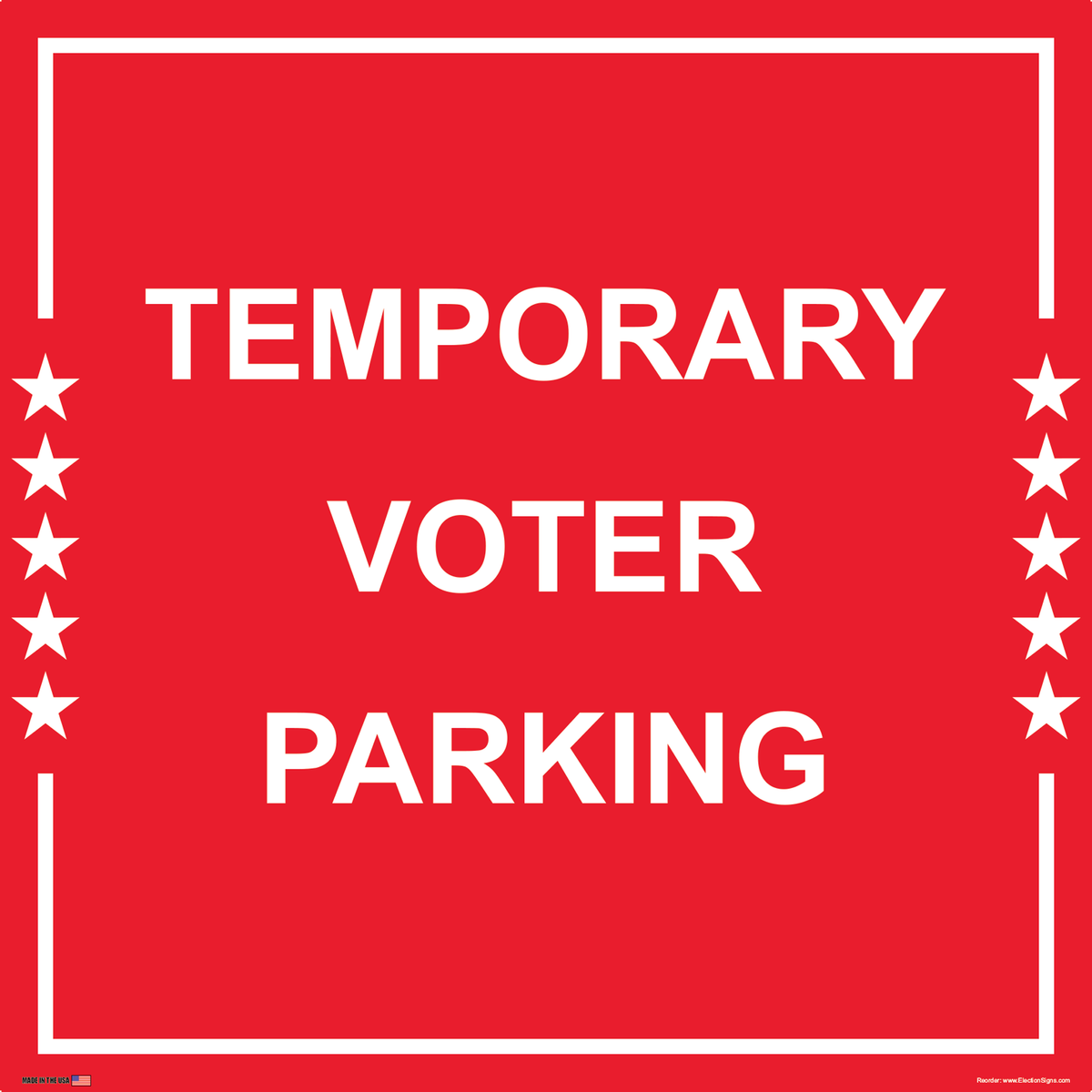 Polling Place Sign on Sign Design White Stars Red Stripes Top and Bottom Blue Background