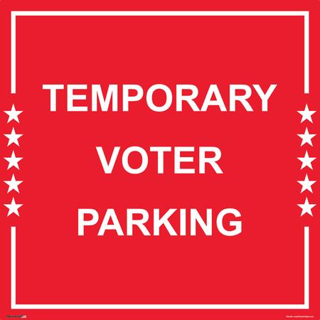 Polling Place Sign on Sign Design White Stars Red Stripes Top and Bottom Blue Background