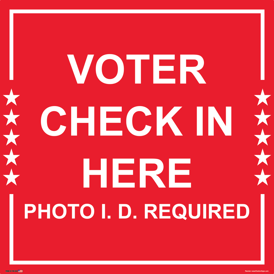 Polling Place Sign on Sign Design Blue Stripe White Star Blue Stripe Red BKG_CM