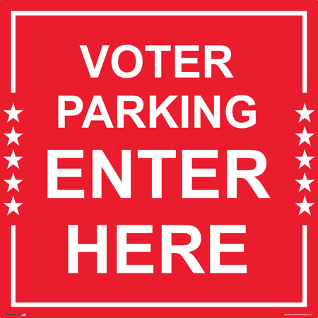 Polling Place Sign on Sign Design Red Border Around Blue Stars Inset Top Date Inset Bottom White Background_CM