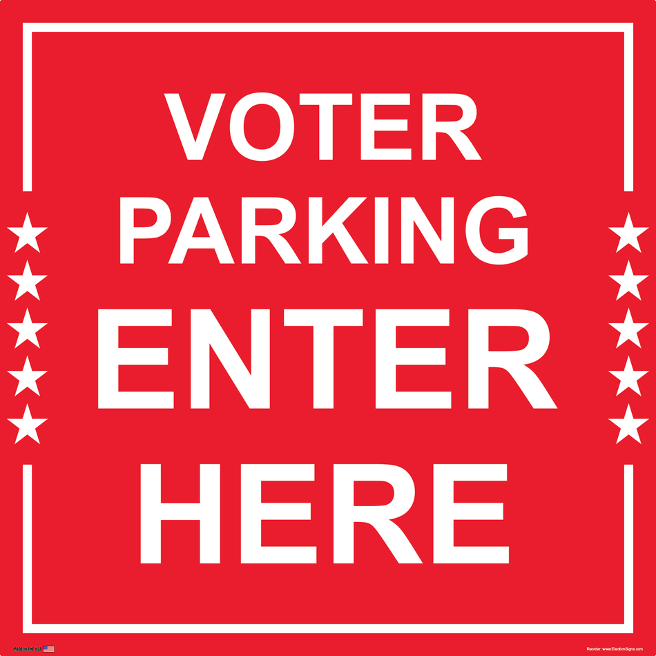 Polling Place Sign on Sign Design Red Border Around Blue Stars Inset Top Date Inset Bottom White Background_CM