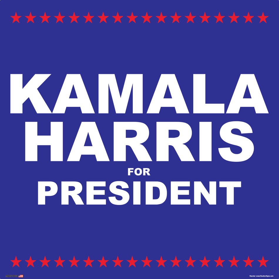 Election Sign on Sign Design Blue Border with Stars on White Background