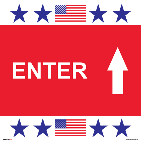 Polling Place Sign on Sign Design 6 Blue Stars Top and Bottom Red Center on White Background