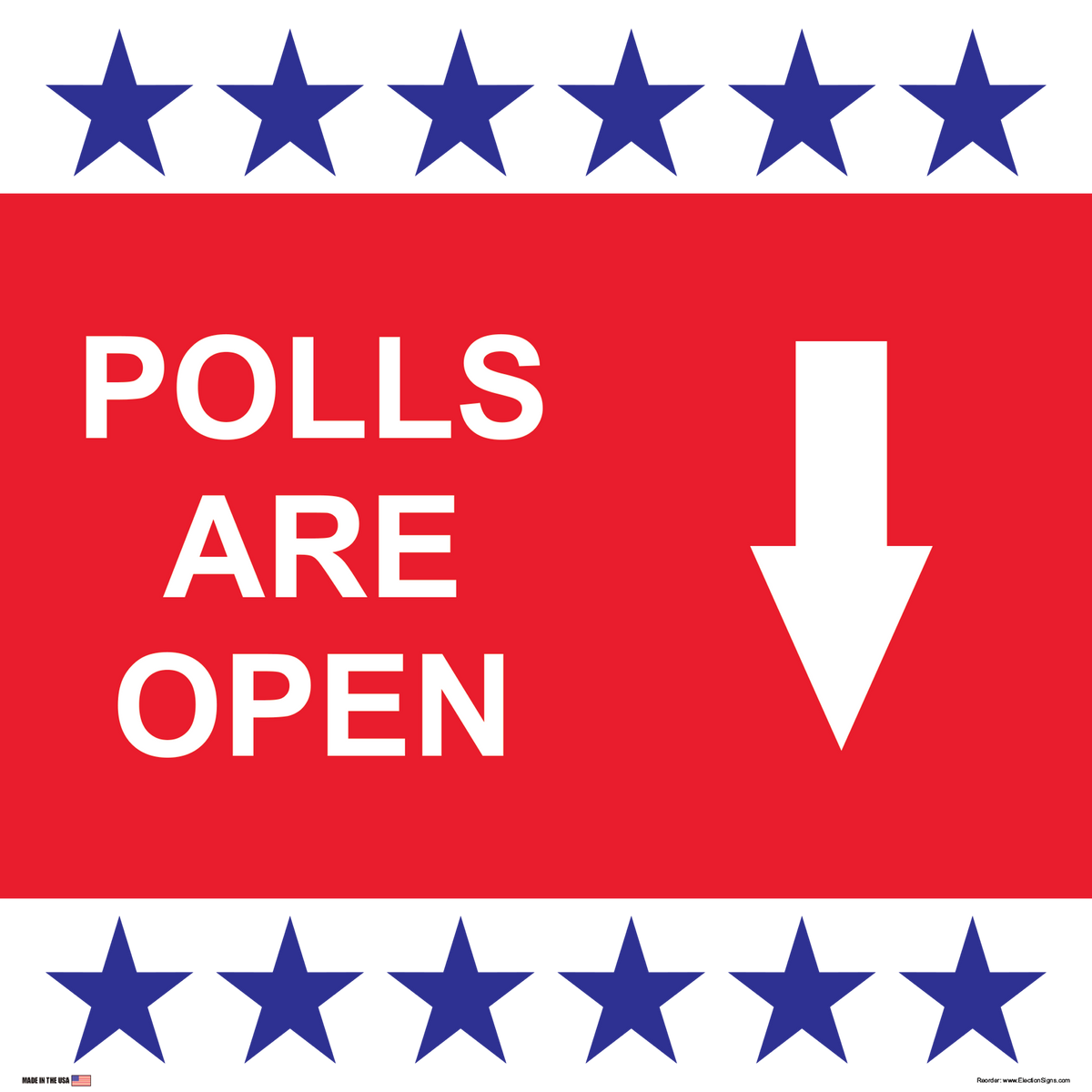 Polling Place Sign on Sign Design White Border with Stars on Red Background