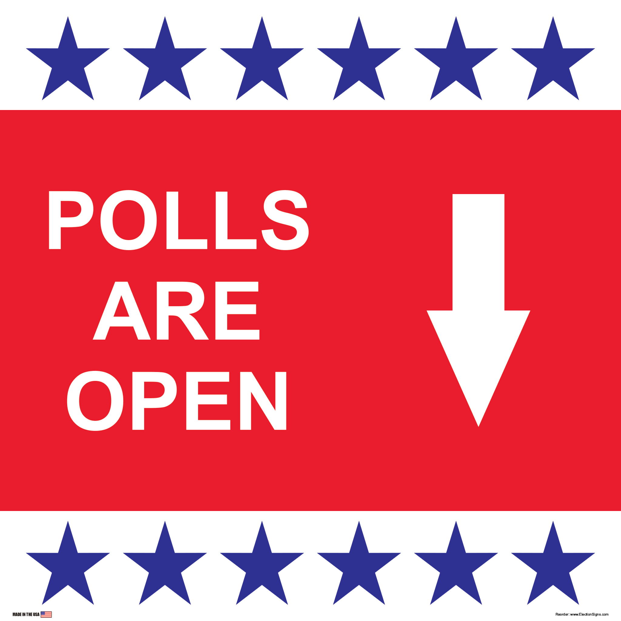 Polling Place Sign on Sign Design White Border with Stars on Red Background