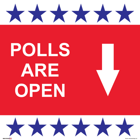 Polling Place Sign on Sign Design White Border with Stars on Red Background