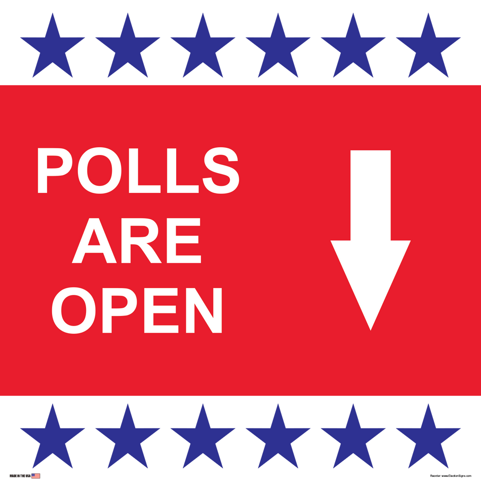 Polling Place Sign on Sign Design White Border with Stars on Red Background