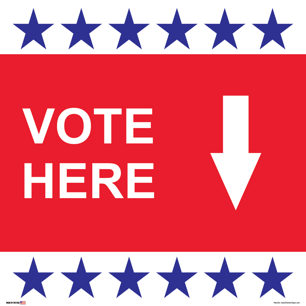 Polling Place Sign on Sign Design Red Border with Stars on White Background