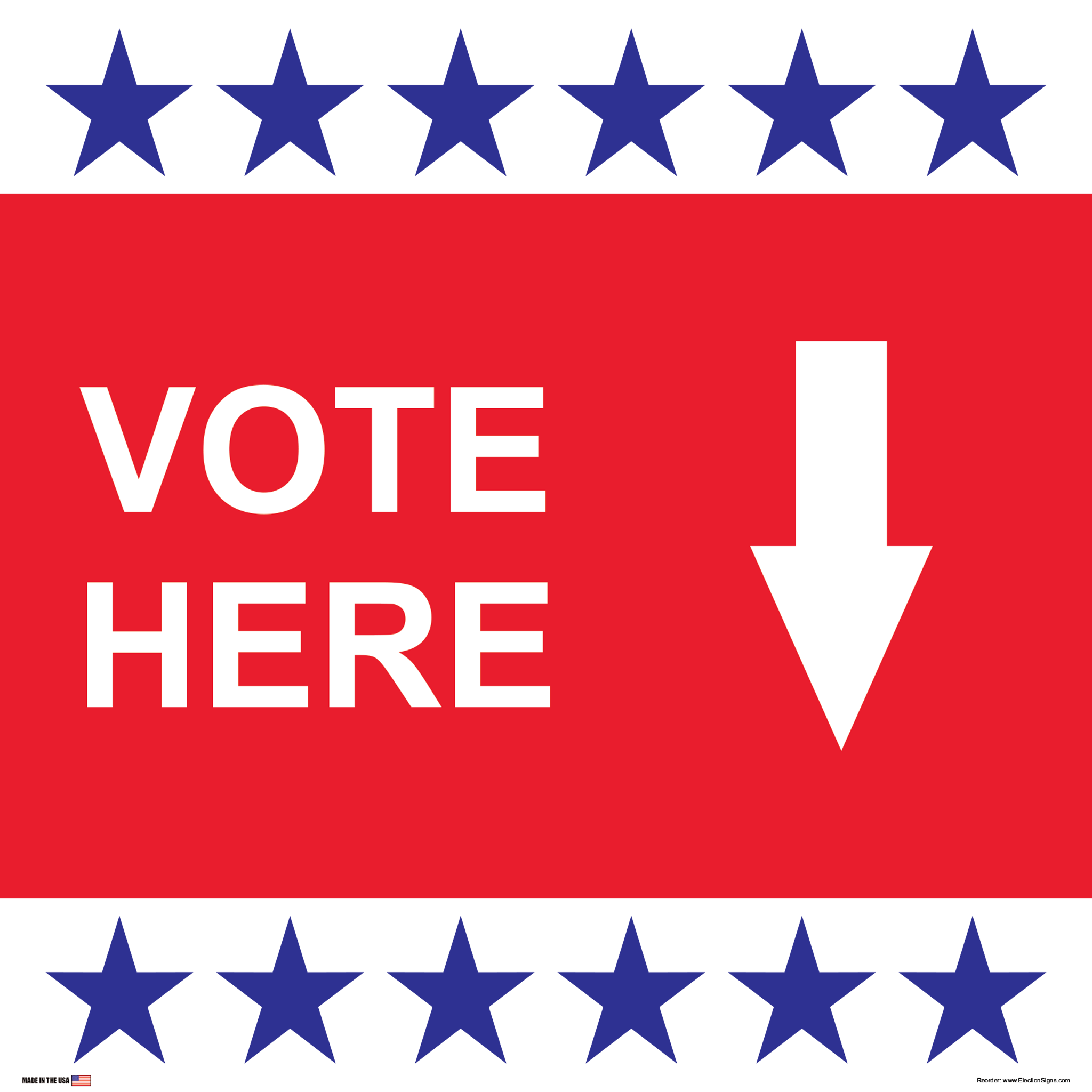 Polling Place Sign on Sign Design Red Border with Stars on White Background