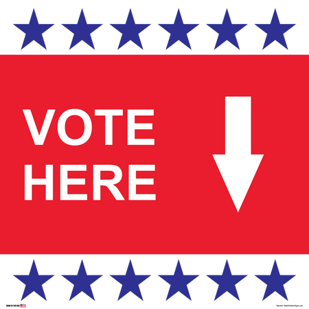 Polling Place Sign on Sign Design Red Border with Stars on White Background