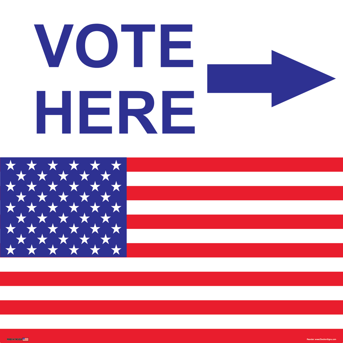 Polling Place Sign on Sign Design Red Blue Stars Stripes on White Background