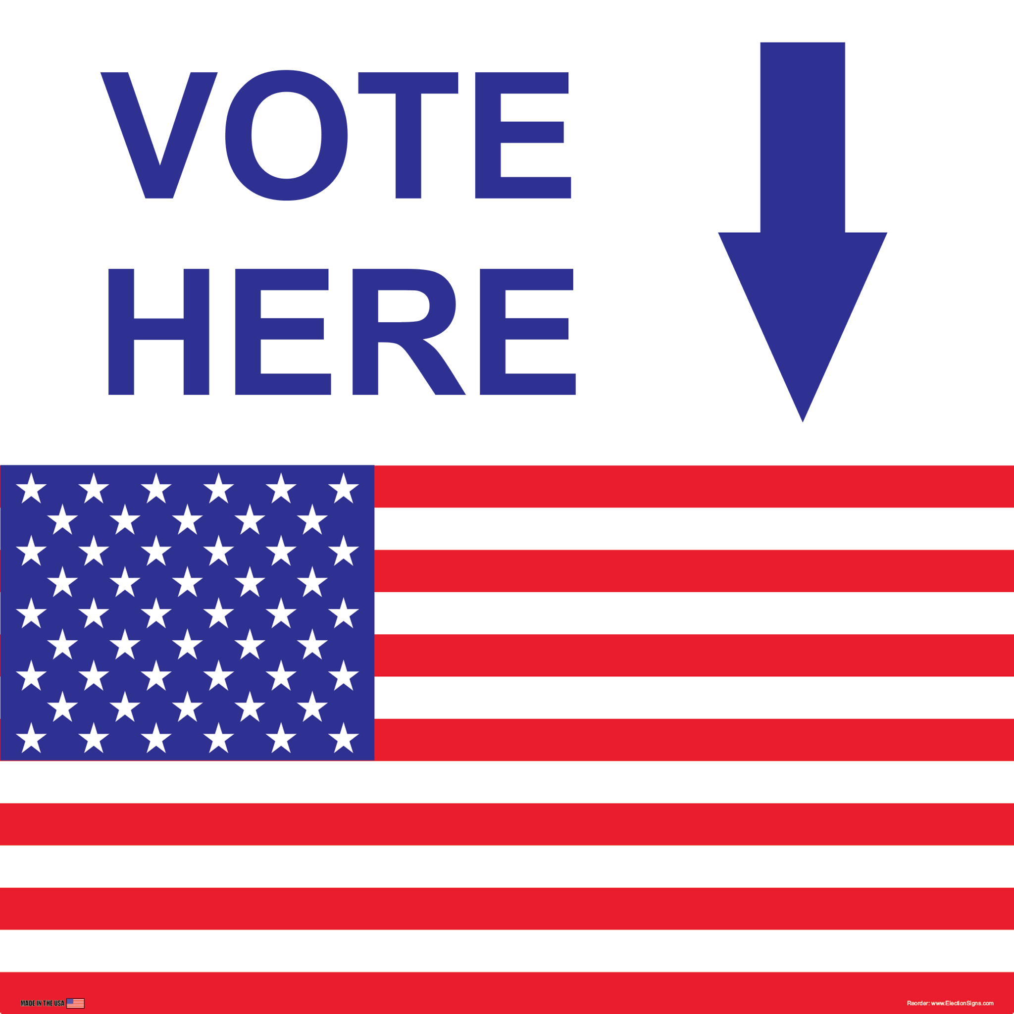 Polling Place Sign on Sign Design White Stars Stgrips Red Background