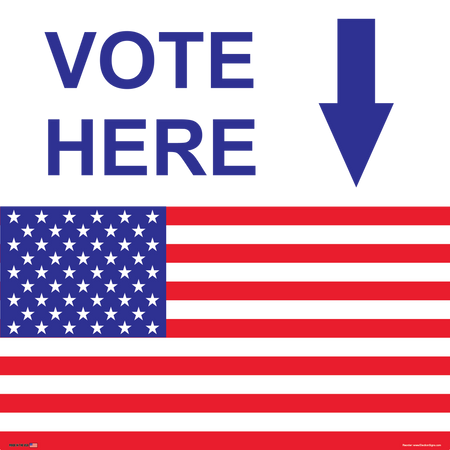 Polling Place Sign on Sign Design White Stars Stgrips Red Background